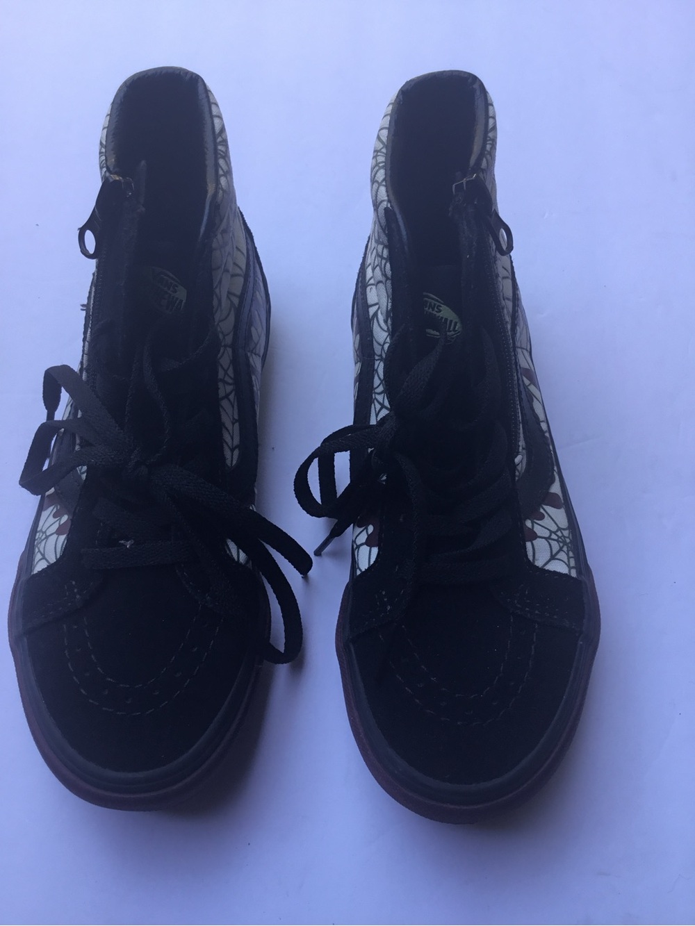 Vans Black High-Top Sneakers with White Web Pattern